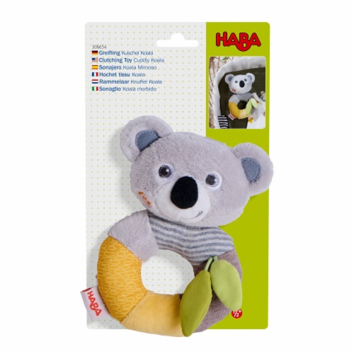 HABA Koala Soft Plush Rattle Ring - Machine Washable Baby Toy Perspective: left