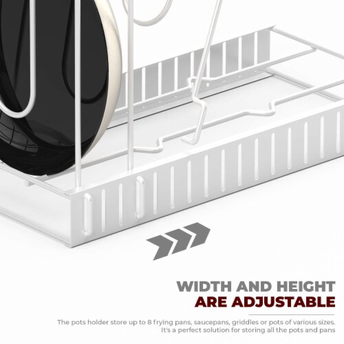 Vdomus Silver Pot Rack Organizer w/ 3 DIY Methods, 8+ Pot & Pan Holders Perspective: left