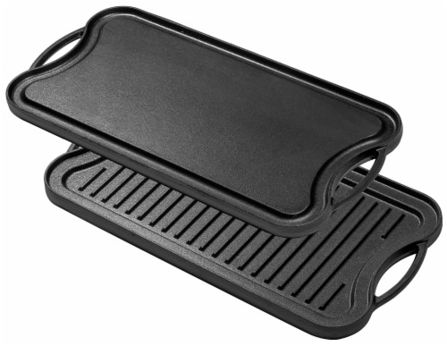Bruntmor 20 x10 2-In-1 Pre-Seasoned Cast Iron Skillet Roasting Pan & Griddle Pan Perspective: left