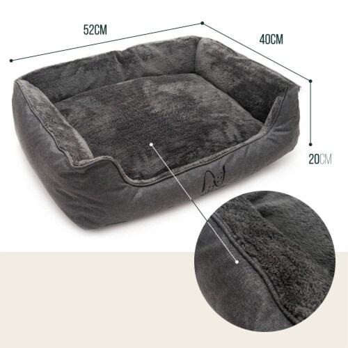 Happilax Grey S Dog Bed - Plush Pillow - Removable Cover - Raised Edges ...