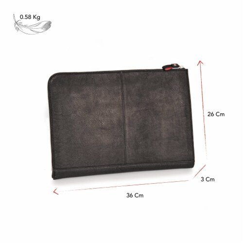 DONBOLSO Vintage Black Laptop Sleeve London I 13.3 /14  Genuine Leather Notebook Briefcase Perspective: left