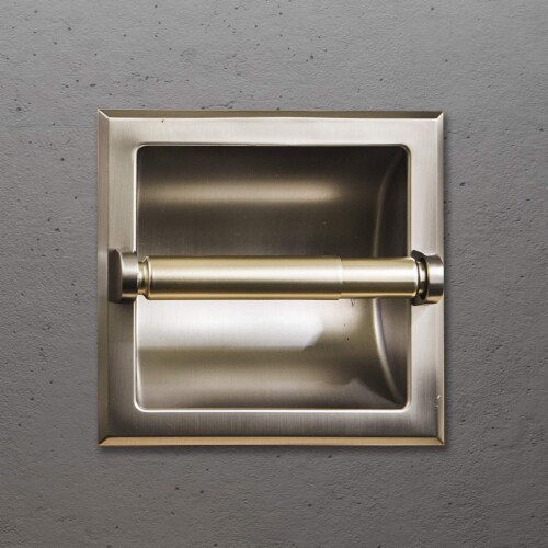 ATAYAL Recessed Toilet Paper Holder, Metal, Easy Installation, Satin Nickel Perspective: left