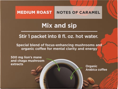 Four Sigmatic Lion's Mane Mushroom Coffee Mix Packets Perspective: left