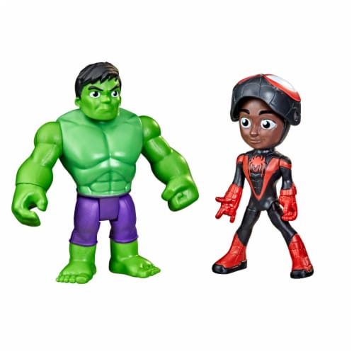 Hasbro Disney Junior Marvel Spidey and His Amazing Friends Hero Reveal Miles Morales and Hulk Perspective: left