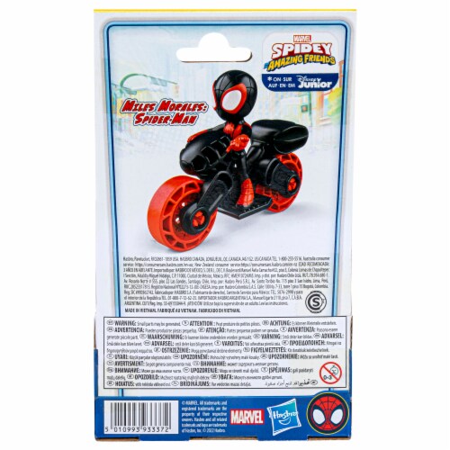 Hasbro Marvel Spidey and His Amazing Friends Miles Morales: Spider-Man with Motorcycle Perspective: left