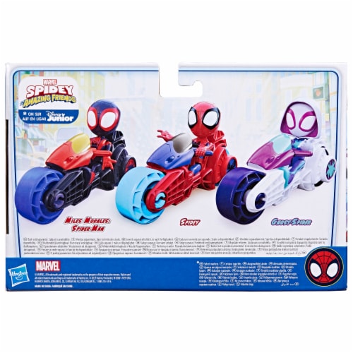 Hasbro Marvel Spidey and His Amazing Friends Miles Morales Spider-Man Figure with Motorcycle Perspective: left