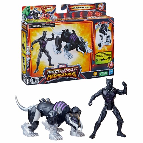 Hasbro Marvel Black Panther & Sabre Claw Mech Strike Mechasaurs Figures Perspective: left