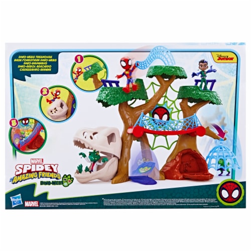 Marvel Spidey and His Amazing Friends Dino-Webs Treehouse Playset Perspective: left