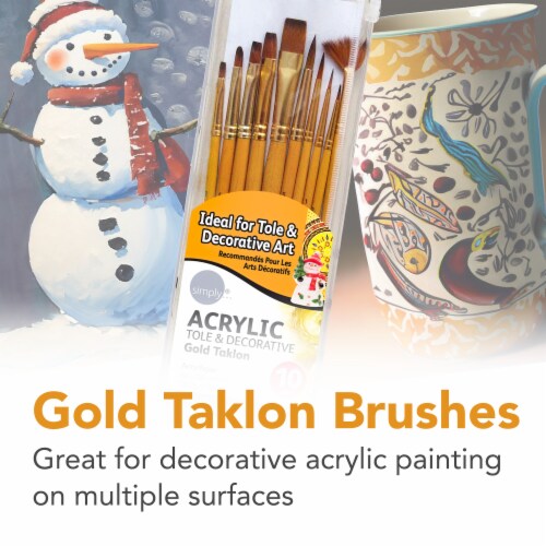 Daler-Rowney Simply Acrylic Gold Taklon Paint Brushes Perspective: left