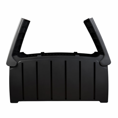 Strata Products Outdoor 85 Gallon Garden Storage Box with Double Door Lid, Black Perspective: left