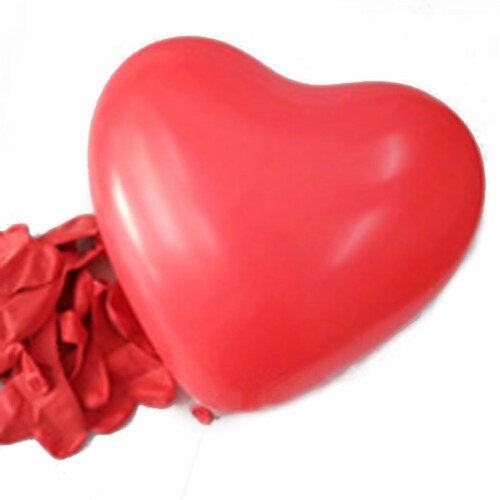 100 pcs Latex Hearts Shaped Red Balloons for Valentine anniversary celebrations Perspective: left