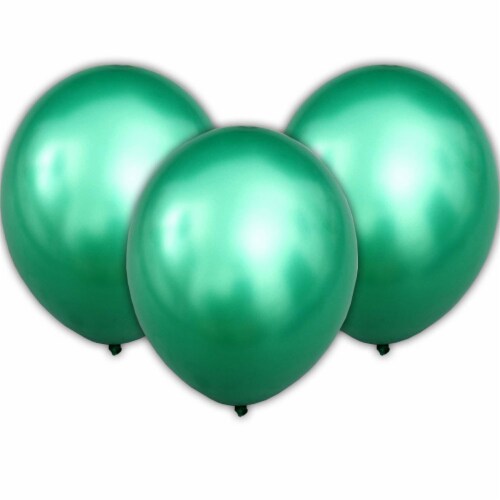 10 pcs 12  Metallic Green Colour Latex balloons birthday party celebrations Plain Perspective: left