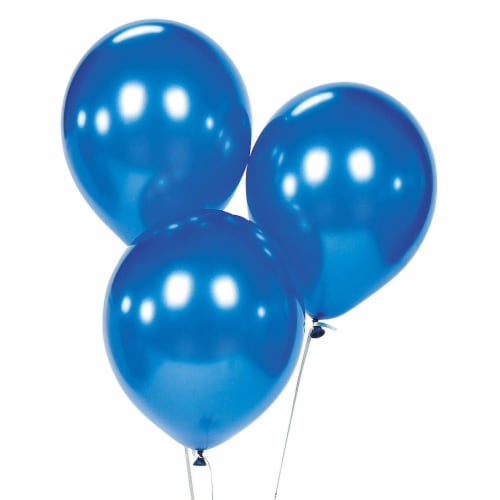 10 pcs 12  Metallic Blue Colour Latex balloons birthday party celebrations Plain Perspective: left