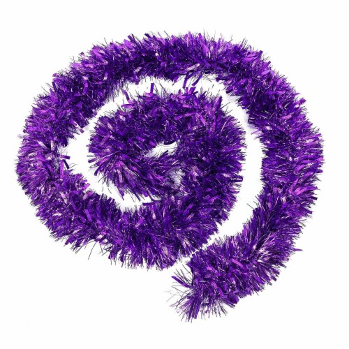 2pcs Purple Luxury Deluxe Chunky Christmas Tinsel Garland Tree Decoration 2m Perspective: left