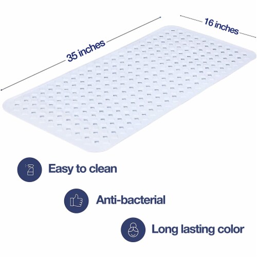 TranquilBeauty White Non-Slip Bath Mat | 88x40cm/35x16in Perspective: left
