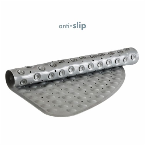 TranquilBeauty Solid Grey Curved Shower Mat | 53x53cm/21x21in Perspective: left
