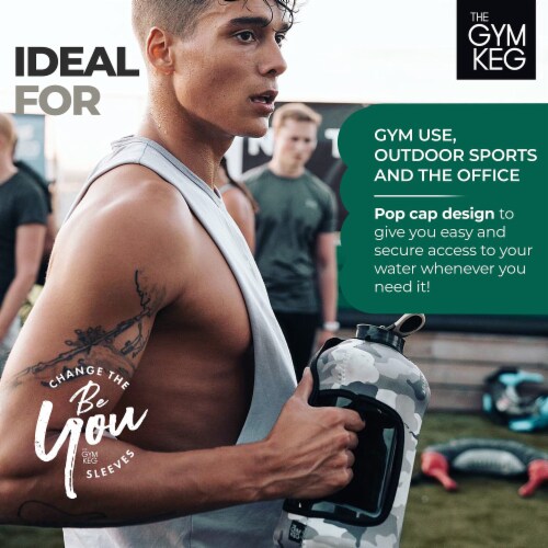 THE GYM KEG Sports Water Bottle | Urban Camo | Insulated | 2.2L Perspective: left
