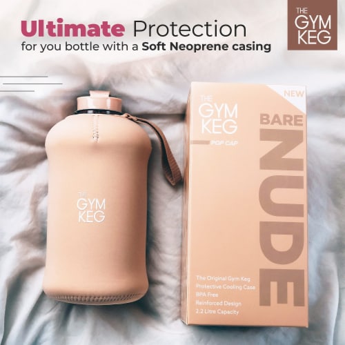 THE GYM KEG 2.2L Sports Water Bottle | Half Gallon | Bare Nude Perspective: left