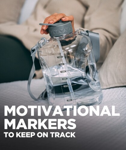 THE GYM KEG 1 Gallon Water Bottle (Transparent Light-Grey) | BPA-Free Perspective: left