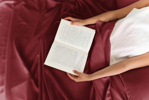 CGK Unlimited 4 Piece 100% Cotton 400 Thread Count Sheet Set - Full - Burgundy Perspective: left