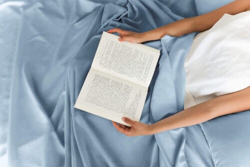 CGK Linens 3 Piece 100% Cotton 400 Thread Count Sheet Set - Twin - Light Blue Perspective: left