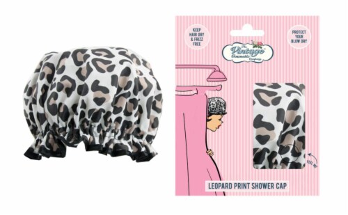 The Vintage Cosmetic Company™ Leopard Print Shower Cap Perspective: left
