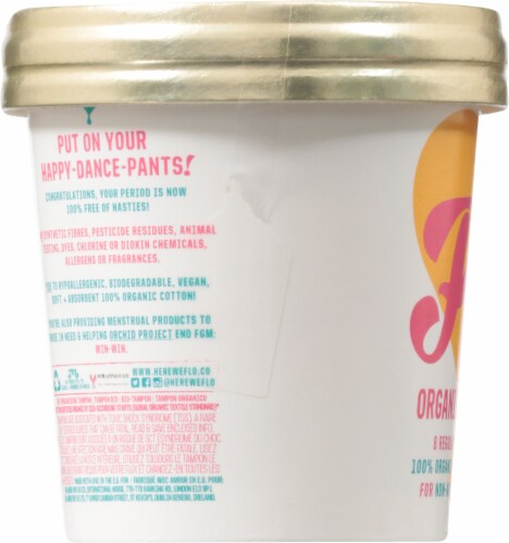 FLO Non-Applicator Organic Tampons Perspective: left