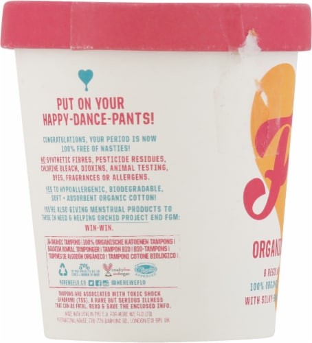 FLO Eco-Applicator Organic Tampons Perspective: left