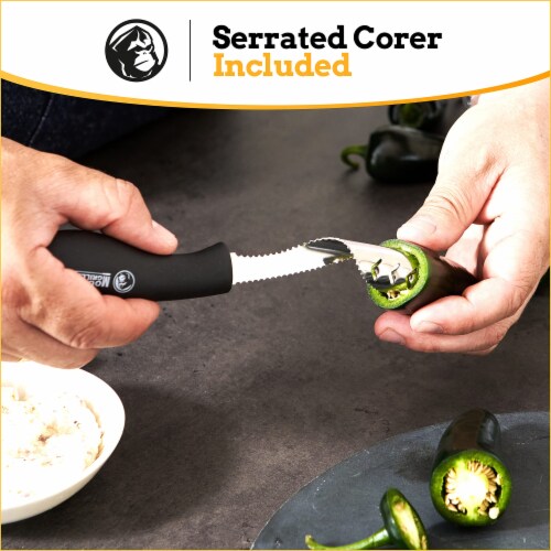 MOUNTAIN GRILLERS Jalapeno Poppers Holder & Corer - 24 Hole Tray & Core Tool Perspective: left