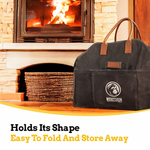 Firewood Log Carrier Bag Heavy Duty Waxed Canvas Log Tote Holder for  Fireplace