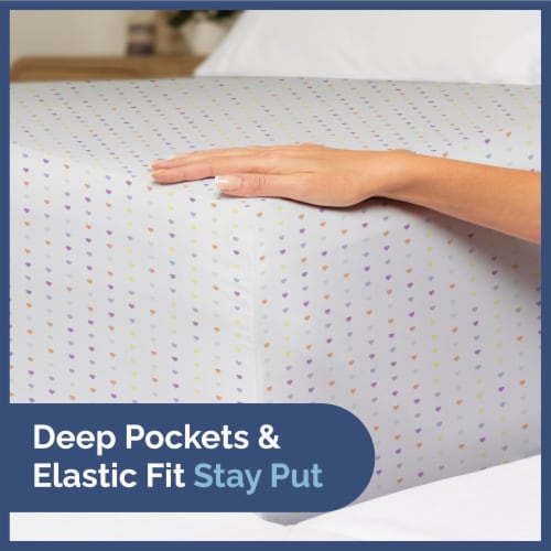 CGK Linens Kids 4 Piece Microfiber Sheet Set - Full - Multicolor Hearts Perspective: left