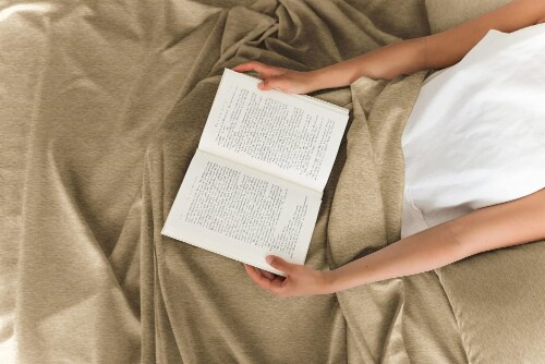 CGK Unlimited 4 Piece Deep Pocket Microfiber (Heathered) Sheet Set - Cal King-Heathered Tan Perspective: left
