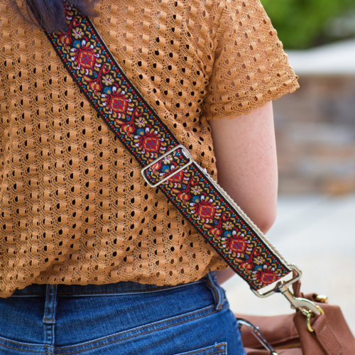 The Harper Guitar Strap Style Bag Strap Red Coral & Pink 