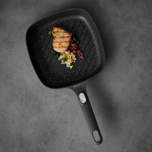 BergHOFF GEM 10-Inch Non-Stick Grill Pan, Black Perspective: left