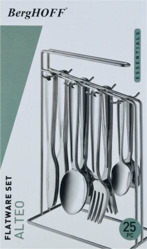 BergHOFF Essentials Alteo Stainless Steel Flatware Set with Storage Rack Perspective: left