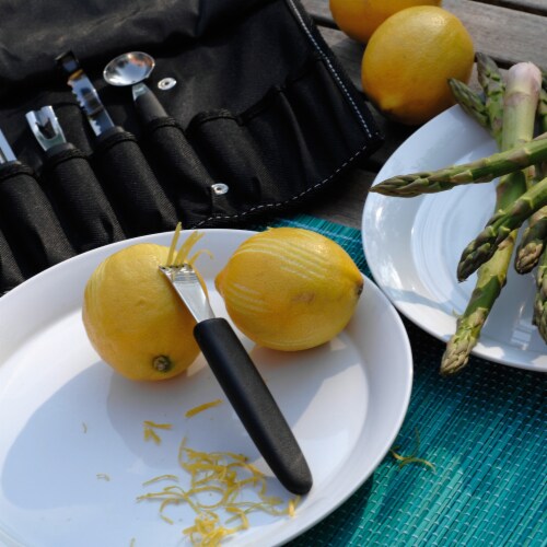 BergHOFF Essentials Stainless Steel Garnishing Tool Set & Case - Black/Silver Perspective: left