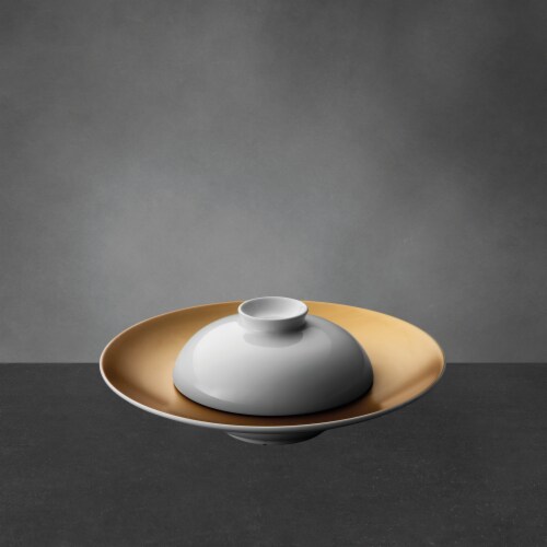 BergHOFF Gem Deep Presentation Plate And Bowl - White/Gold Perspective: left