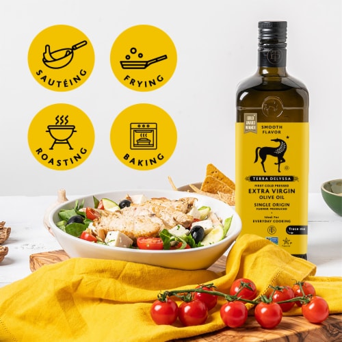 Terra Delyssa® First Cold Press Smooth Flavor Extra Virgin Olive Oil Perspective: left
