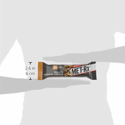 MET-Rx Big 100 Colossal Protein Bars, Ch. Chip Cookie Dough, Meal Replacement, 100g, 9 Count Perspective: left