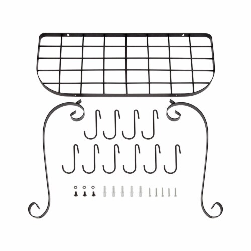 Vdomus Black 24x10 Wall Mounted Pot & Pan Rack, 10 Hooks Incl. Perspective: left