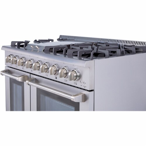 Thor Kitchen 48  Professional 6 Burner Gas Range Double Oven, Stainless Steel Perspective: left