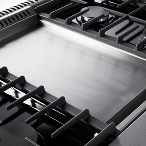 Thor Kitchen 48  Professional 6 Burner Gas Range Double Oven, Stainless Steel Perspective: left