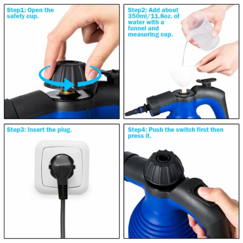 Costway Multifunction Portable Steamer Household Steam Cleaner 1050W W/Attachments Blue Perspective: left