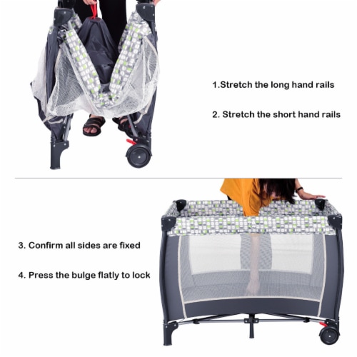 Costway foldable baby crib playpen travel infant bassinet bed mosquito net music w bag best sale