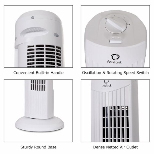 Fantask 35W 28''Oscillating Tower Fan 3 Wind Speed Quiet Bladeless Cooling Room Perspective: left