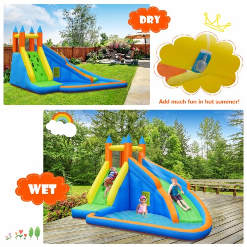 Goplus Inflatable Water Slide Mighty Bounce House Jumper Castle Moonwalk W/ 735W Blower Perspective: left