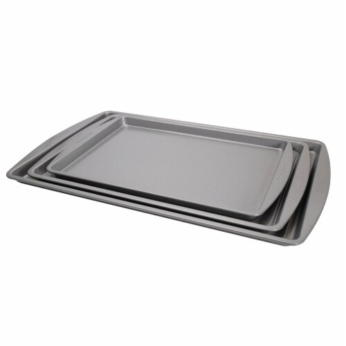 Baker's Secret Set of 3 Cookie Sheets, 15in 17in 19in , Nonstick Easy
