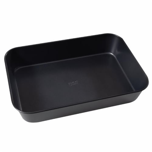 Nonstick Roaster Pan 15 x 9 Curved Corners, Thick Carbon Steel Oven Roasting Pan Perspective: left