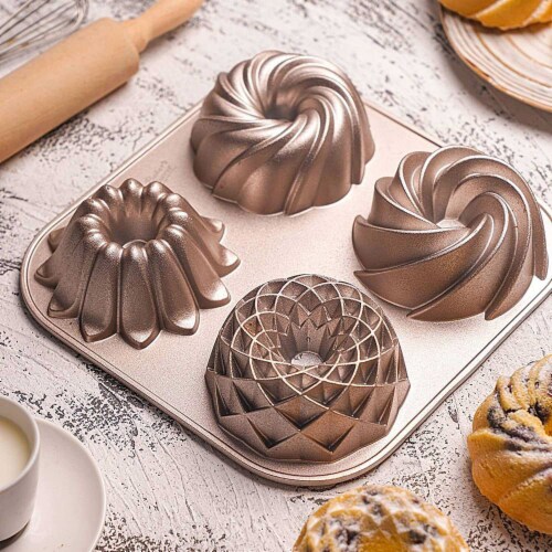 Bundt Cake Pan, Perfect for Bundt Cakes, Die Cast Aluminum, Cake Pan -  (4Mini Loves), 1pc - Kroger