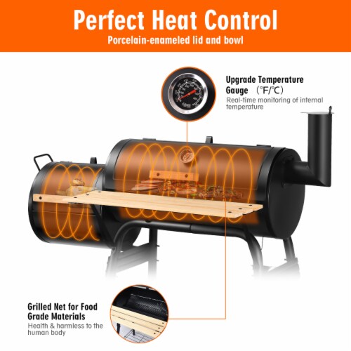 Costway Outdoor BBQ Grill Charcoal Barbecue Pit Patio Backyard Meat Cooker Smoker Perspective: left